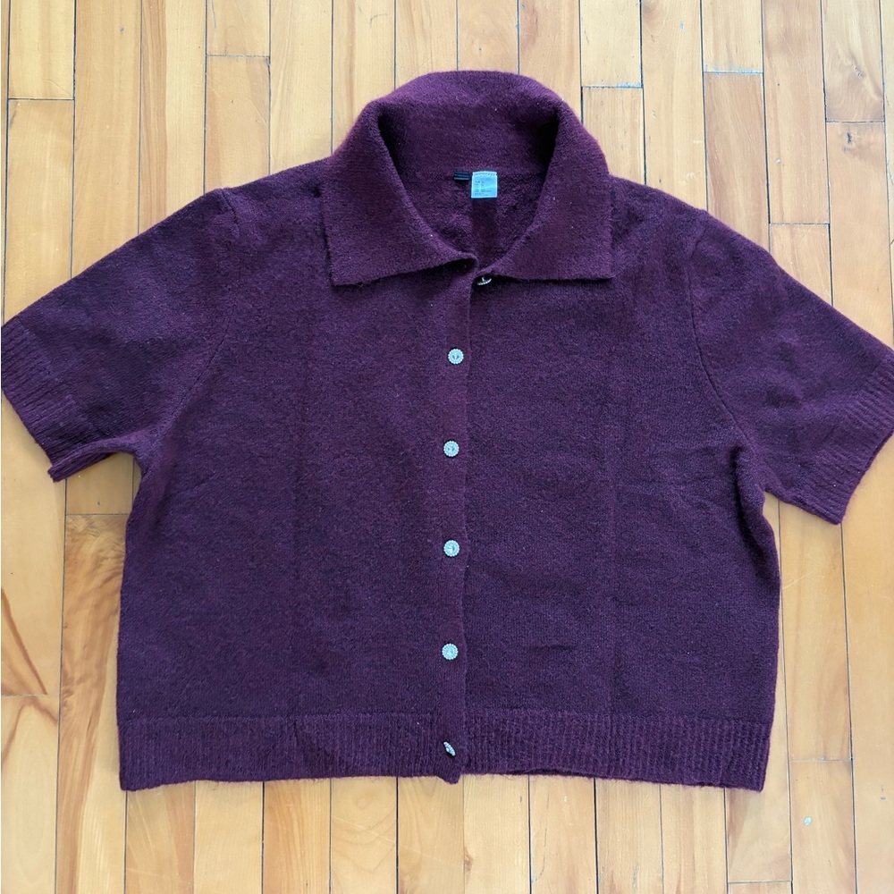 NWOT short sleeve cardigan with rhinestone buttons